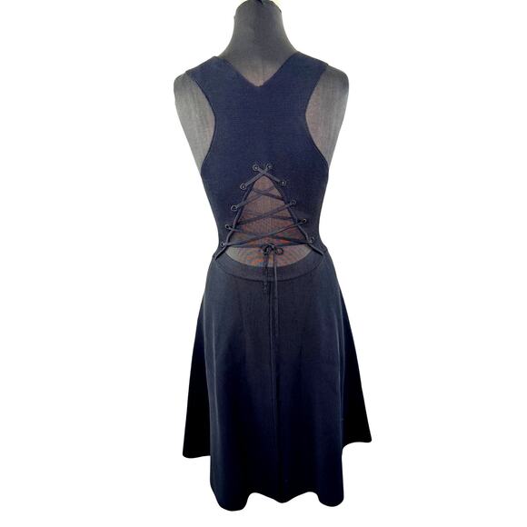 A.L.C Black ESTE Fit & Flare Dress Stretch Sleeveless Back Lace-Up Size Small S - Picture 1 of 7